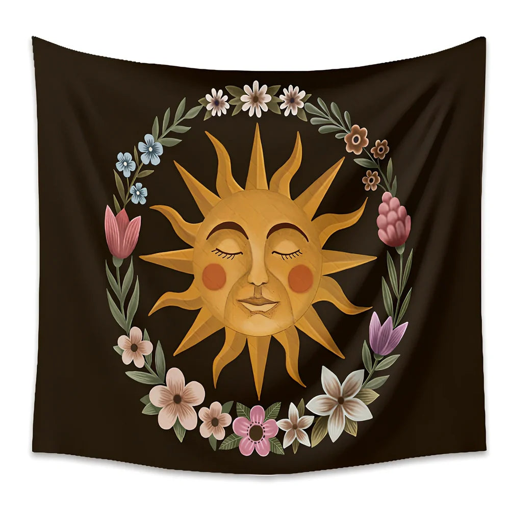 Bohemian animal print polyester tapestry in 180x230cm size hanging on wall, machine-woven for room decor