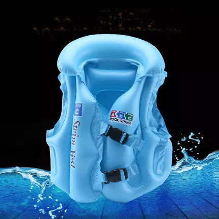 Children's solid color PVC swimming suit life jacket for safe water activities
