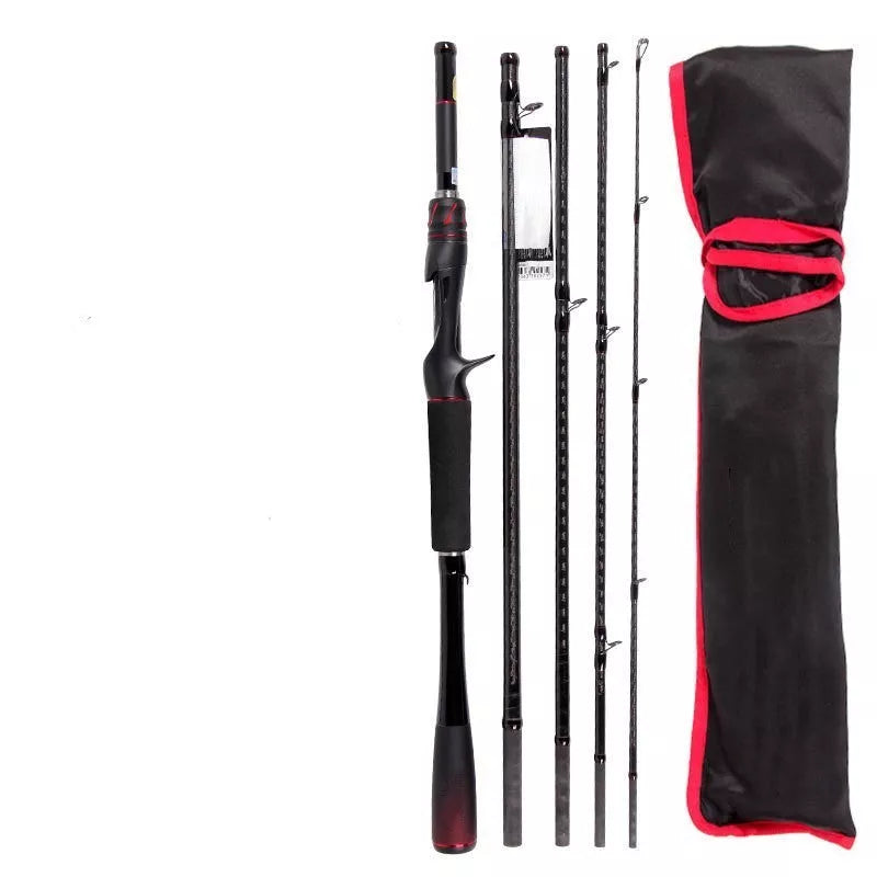 Portable multi-section carbon fishing rod for travelers, lightweight and durable