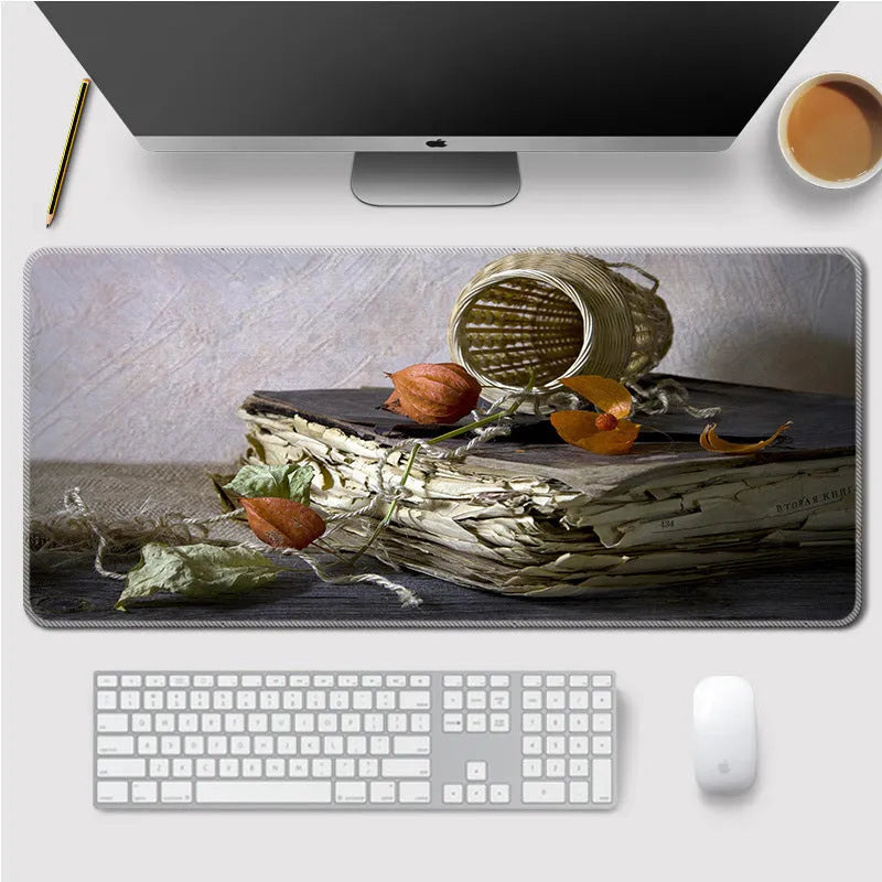 Large landscape mouse mat in rubber and cloth, lock thickened, anti-slip, 300x700mm to 400x900mm.