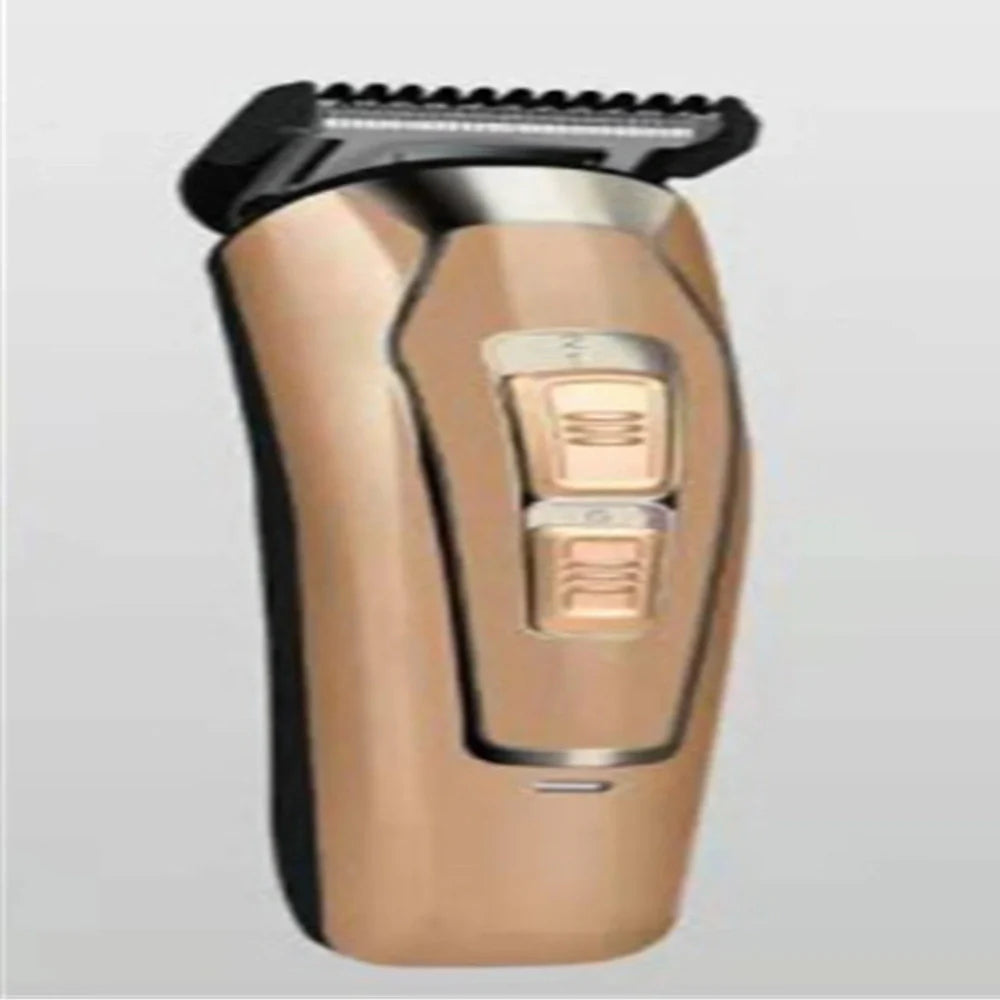 Dark blue electric hair clipper with stainless steel blades and European charging plug