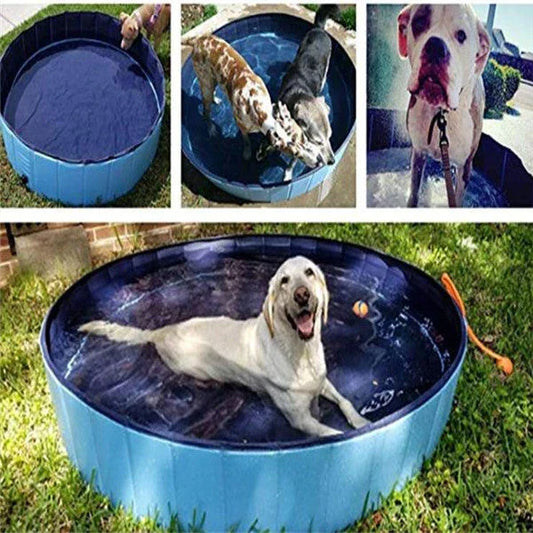 Sturdy foldable dog swimming pool made of durable PVC material with a non-slip bottom for safe pet playtime