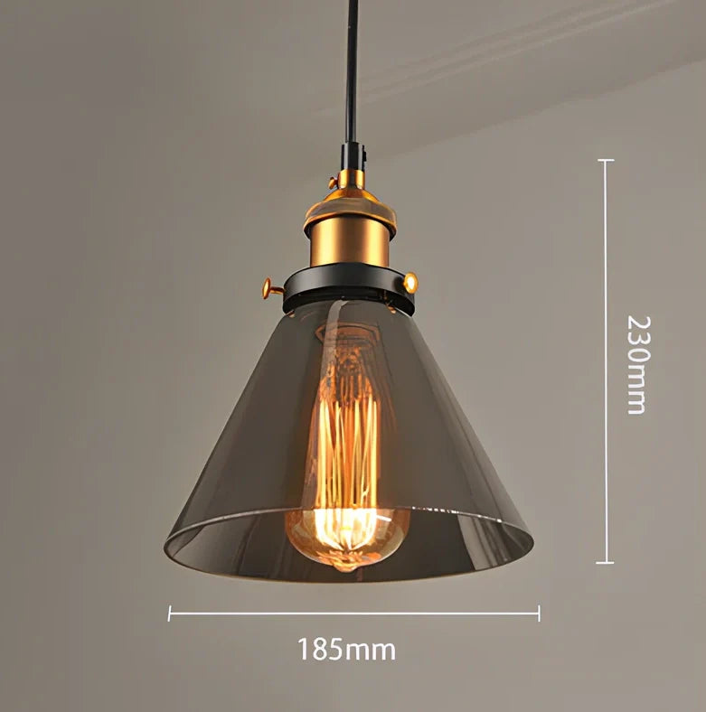 Nordic retro glass chandelier with fishing line design and LED lighting in amber, soot, or transparent finish