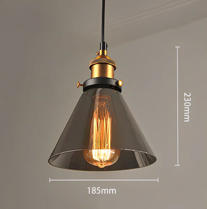 Nordic retro glass chandelier with fishing line design and LED lighting in amber, soot, or transparent finish