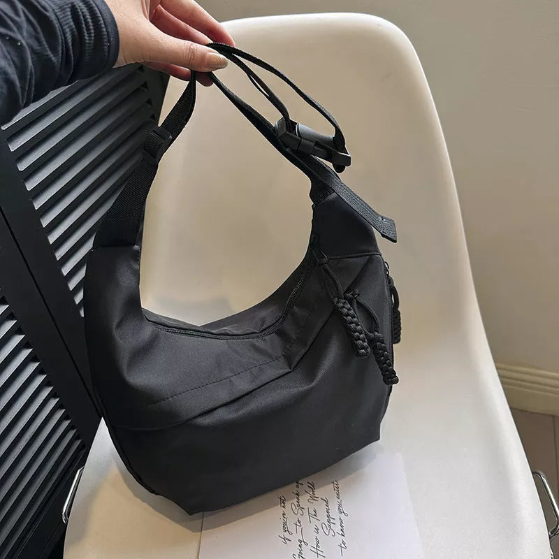 Korean Underarm Tote Bag in black, red, white, and khaki with mobile phone pocket