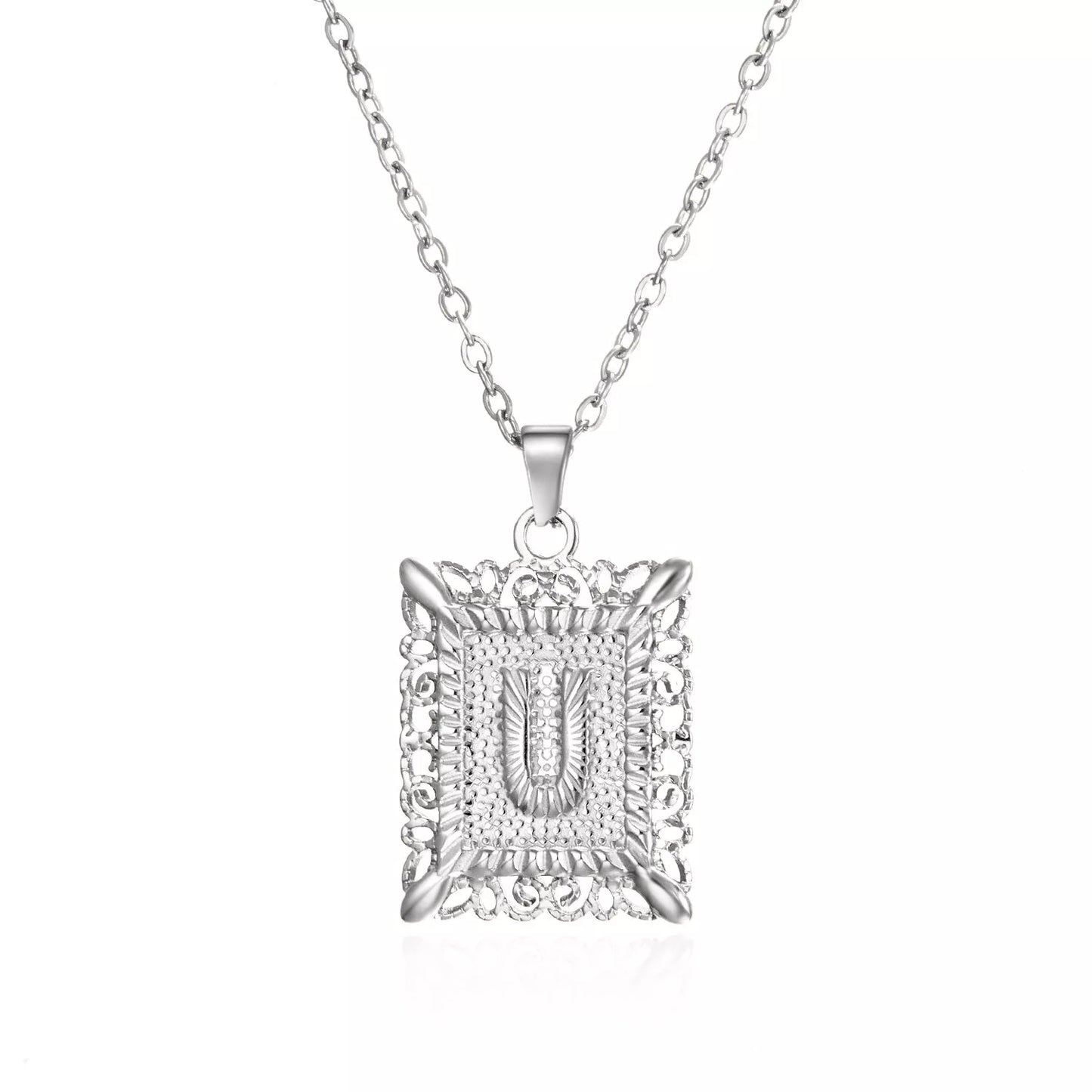 Personalized initial letter necklace in gold or steel, featuring any letter from A to Z