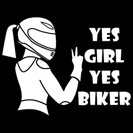 Cool Girl Rider character car decorative sticker in black, white, and laser colour options.
