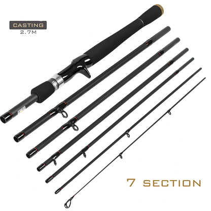 Carbon fishing rod with gun handle and sectional construction for sea perch angling