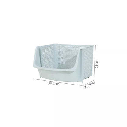 Multi-layer vegetable basket rack in light blue and light gray for efficient kitchen storage