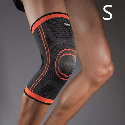 Breathable nylon knee pads for cycling and sports, available in green and orange