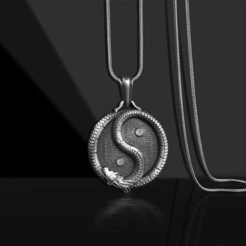 Stylish personalized pendant necklace for men made of titanium steel with a polished black finish