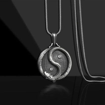 Stylish personalized pendant necklace for men made of titanium steel with a polished black finish