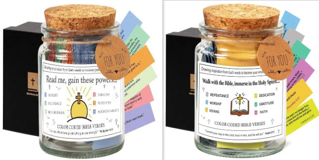 Bible Verses In A Jar glass container with 90 inspirational verses