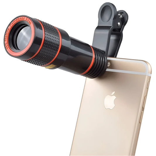 12X phone telescope with clip and cleaning cloth for mobile photography enhancement