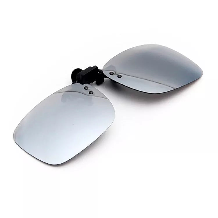 Square frame male sunglasses clip with resin lens for secure sunglass protection