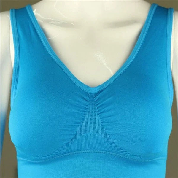 Women's seamless yoga tank top and sports bra in various colors for fitness and casual wear