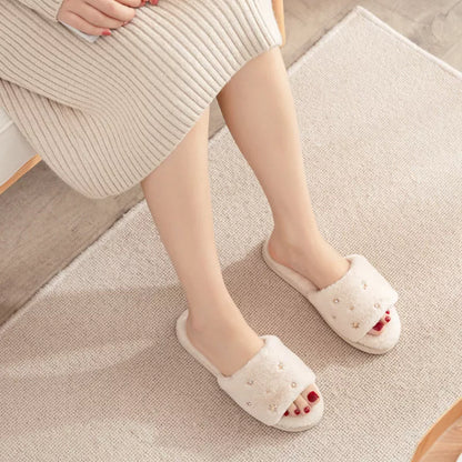 Plush Fish Mouth Christmas Slippers for women in festive colors