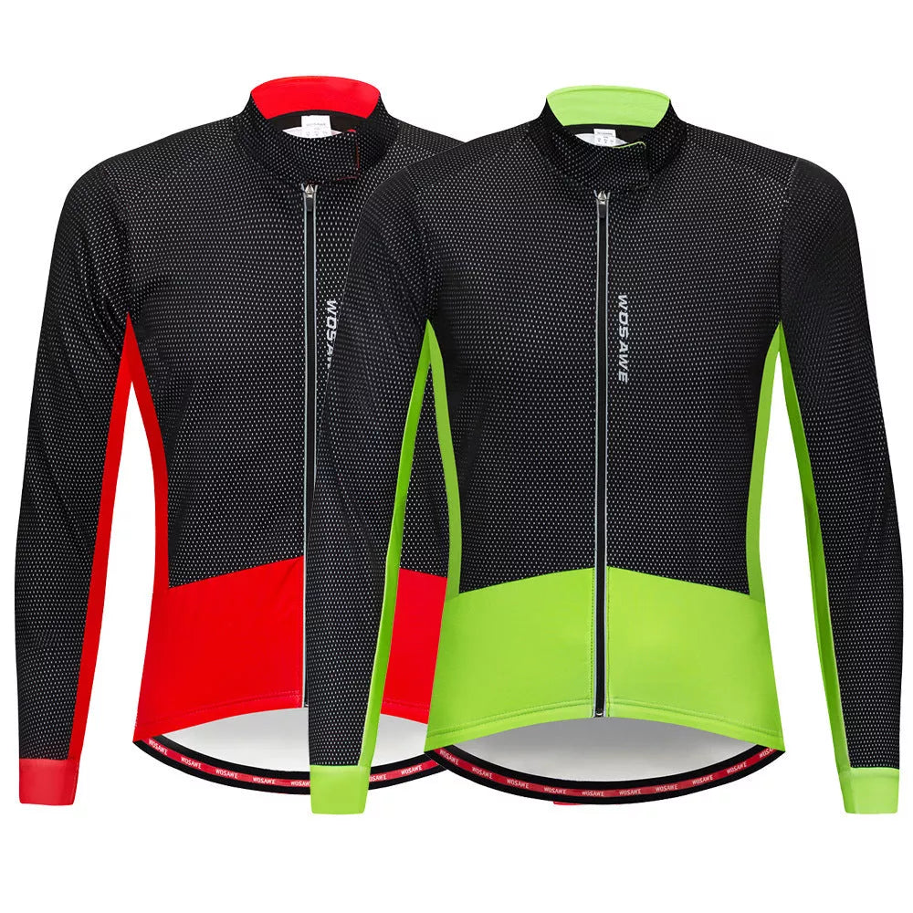 Autumn and winter cycling wear fleece warm jacket in black red and black green