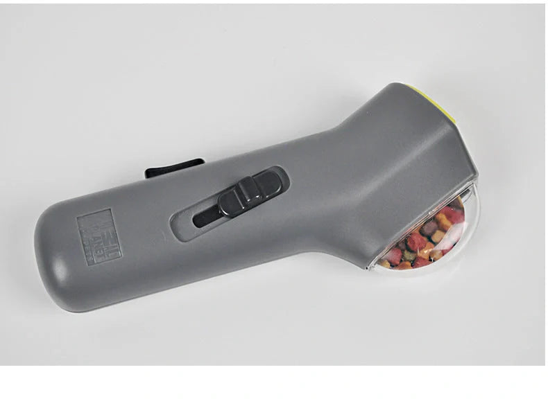 Dog Training Snack Launcher in grey, dimensions 18cm height, for interactive pet play