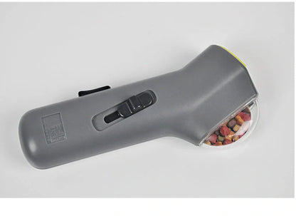 Dog Training Snack Launcher in grey, dimensions 18cm height, for interactive pet play