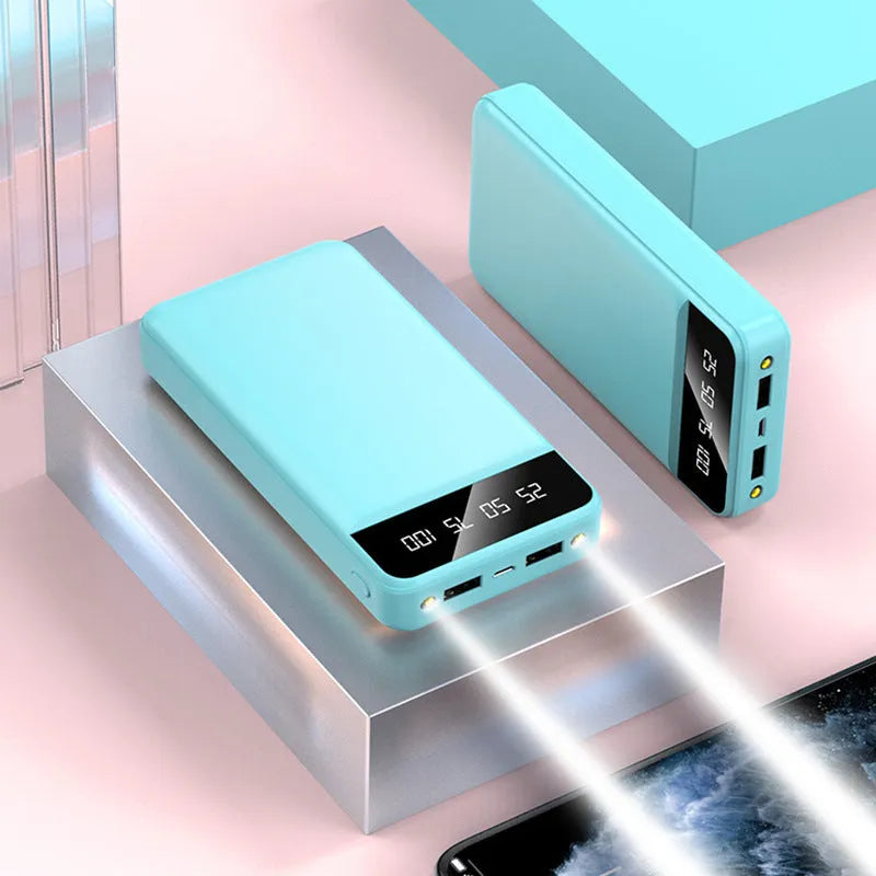 20000 mAh portable power bank in plastic shell with multiple USB ports