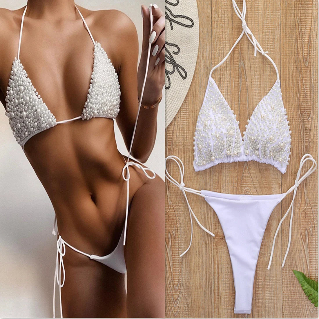 Women's halter mini bikini swimsuit with chest pad in various colors