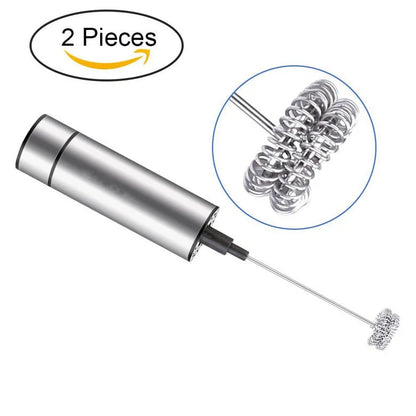 Silver handheld milk frother with 19000RPM speed for quick and efficient frothing