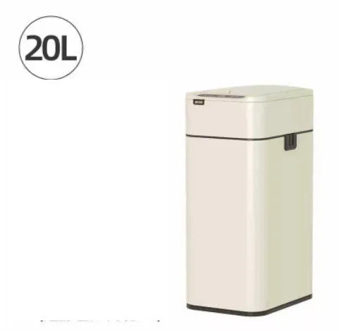 Inductive ashbin smart trash can with automatic lid, stainless steel construction, and square bucket shape