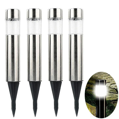 Solar cylindrical lawn light 23cm tall with 5.5cm diameter for garden pathway illumination