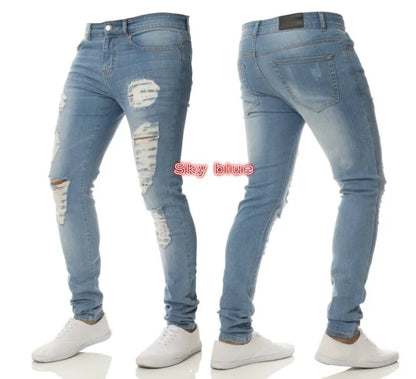 Jamal skinny denim jeans in black, blue, and Sku blue, sizes S to 3XL