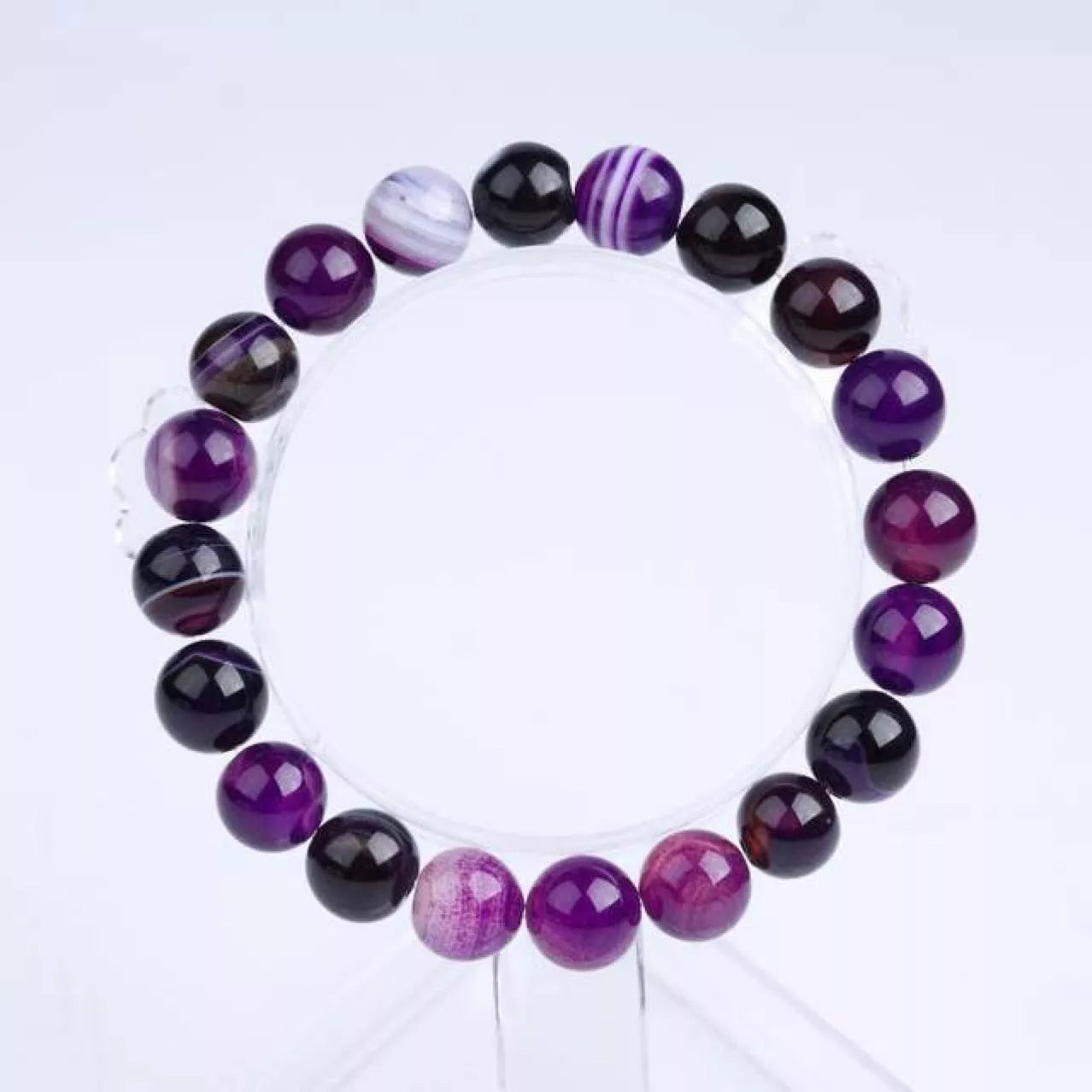 Violet agate bracelet with ethnic style for women, natural stone jewelry