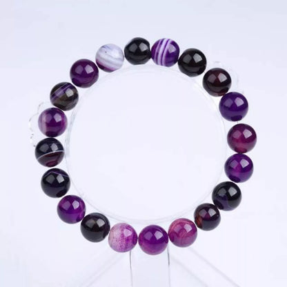 Violet agate bracelet with ethnic style for women, natural stone jewelry