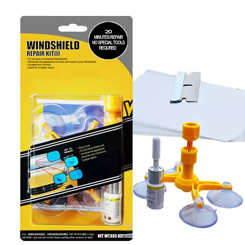 Car window glass scratch and crack repair kit with vacuum function and suction cup