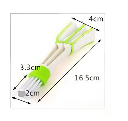 Green double-headed cleaning brush with fine fibre bristles for dust removal