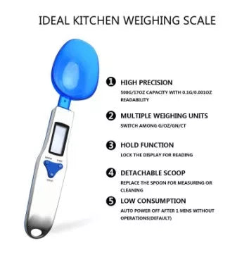 Stainless steel electronic measuring spoon scale in five colors for precise kitchen measurements
