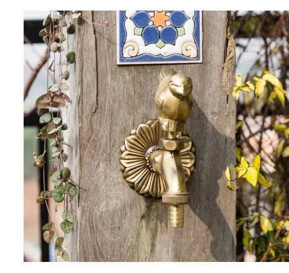 Brass animal garden faucet for outdoor watering in various colors