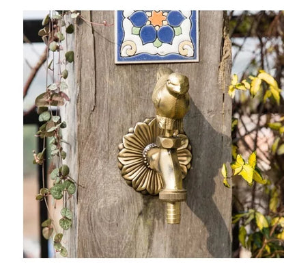 Brass animal garden faucet for outdoor watering in various colors