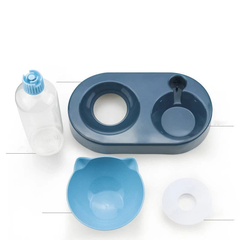 Two-in-One Pet Bowl with Automatic Water Dispenser in various colors
