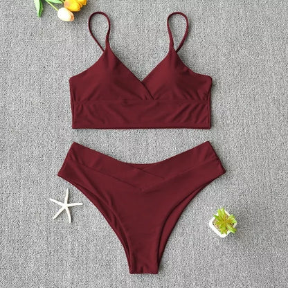 Women's two-piece swimwear bikini in various colors, perfect for beach and pool activities