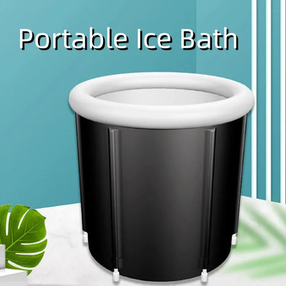 Black portable inflatable ice bath 70x80cm with weather lid and accessories