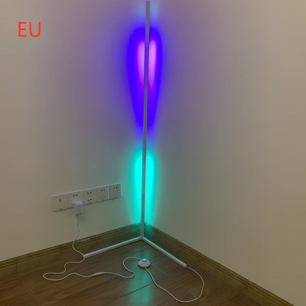 Corner floor lamp with aluminium alloy shade measuring 140cm height and 40cm diameter