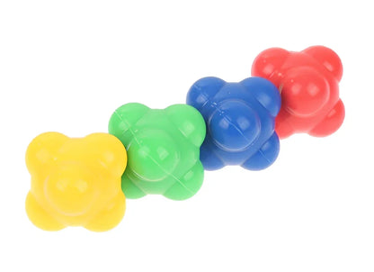 Blue hexagonal reaction training ball with knobbed surface, 60mm diameter