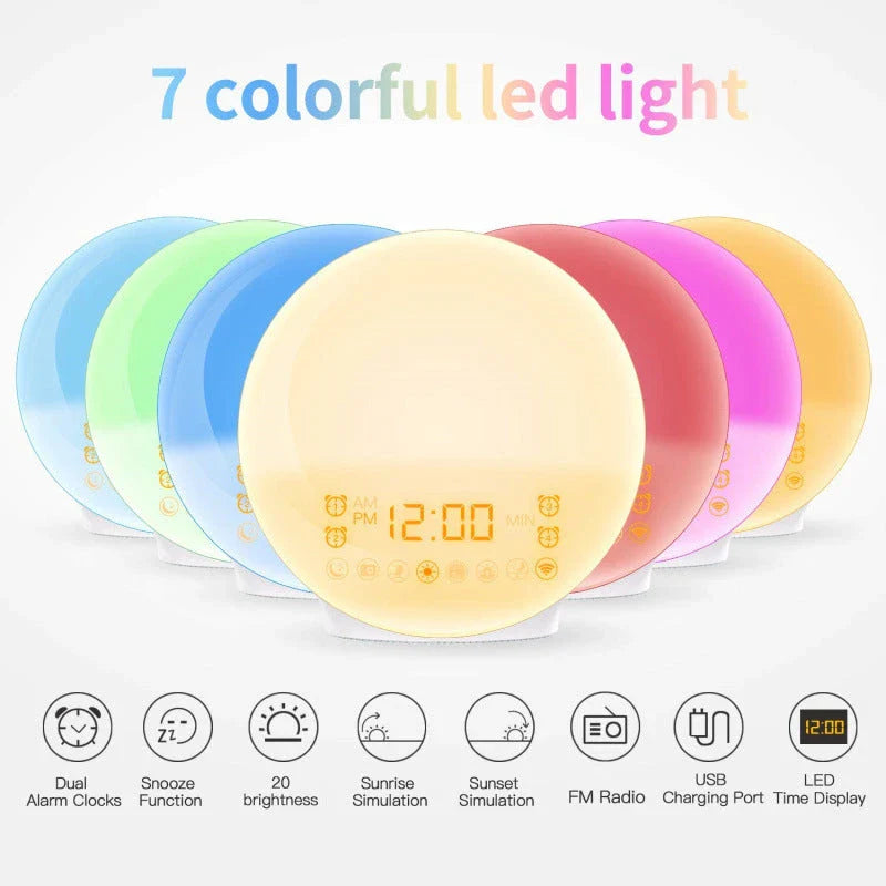 Intelligent Wake-Up Light with Simulated Sunrise, Natural Sounds, and Customizable Settings