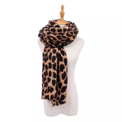 Leopard-print imitation cashmere women's scarf shawl, 200x90cm, available in multiple colors