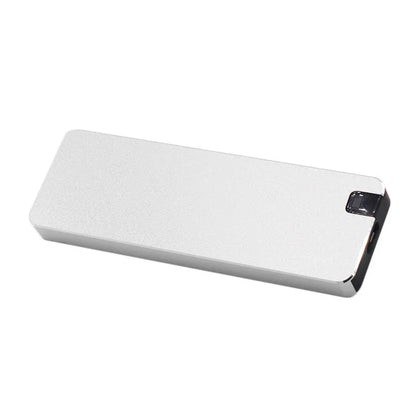 Compact metal-shell mobile hard disk with USB 3.1 connector, shown alongside a USB cable and protective cover.