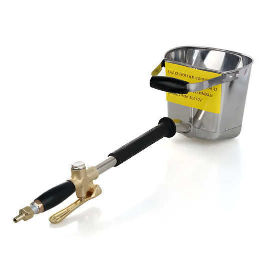 Automatic aluminium and stainless steel pneumatic spray gun for wall coatings with 12mm nozzle.