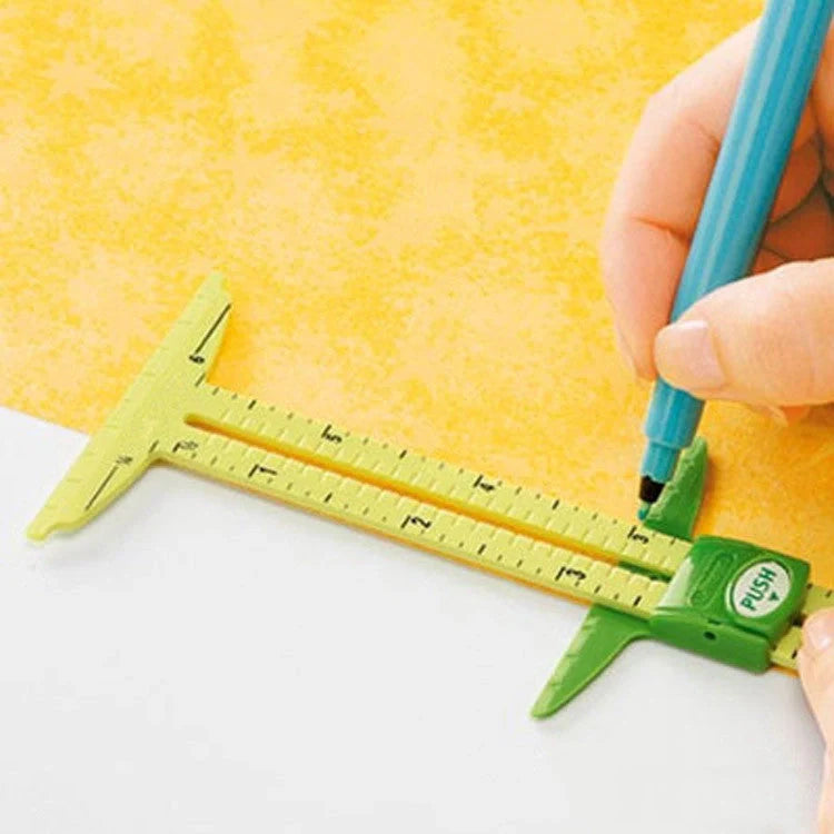 Versatile patchwork ruler with measurement markings, used for sewing, quilting, and crafting projects