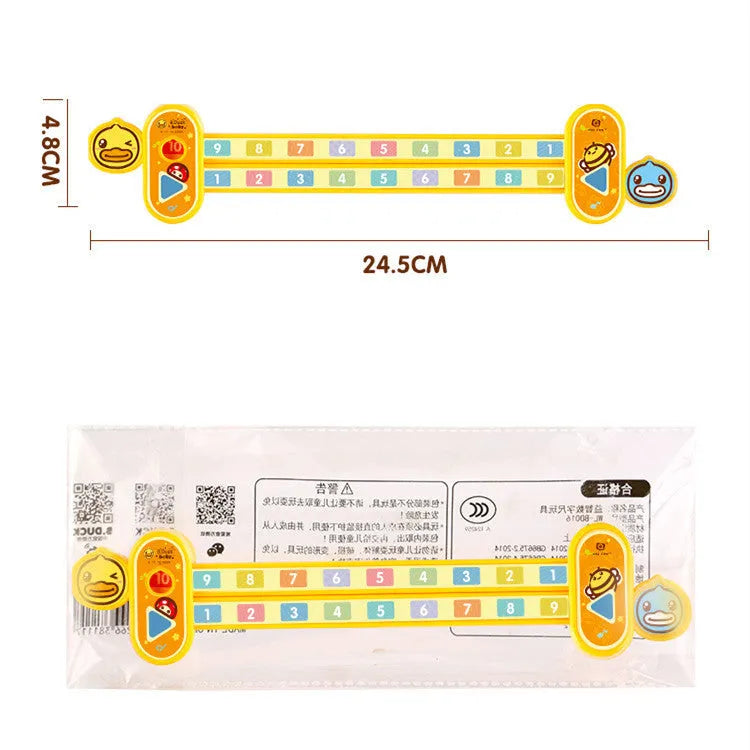 Yellow plastic children's digital decomposition ruler measuring 24.5cm for mathematics education