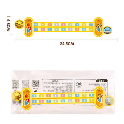 Yellow plastic children's digital decomposition ruler measuring 24.5cm for mathematics education