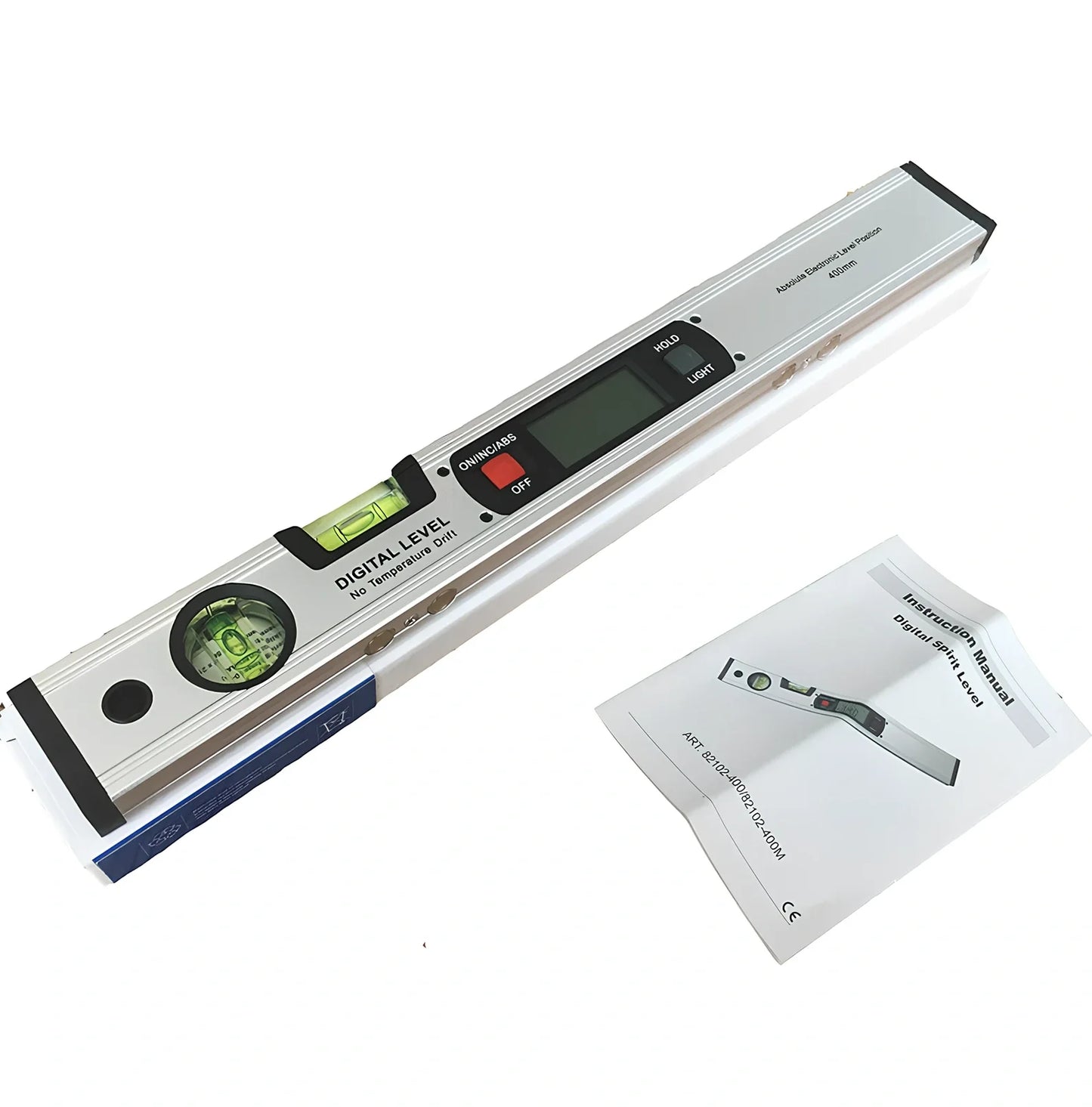 Magnetic digital angle meter with LCD display showing degree measurement on metal surface